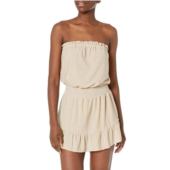 NWT Ramy Brook women's Knit Marina Strapless Sparkle Dress in neutral color. Siz - Picture 2 of 14
